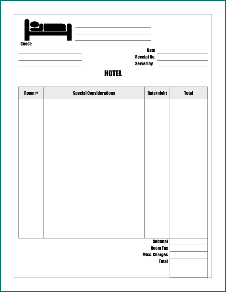 Reservation Receipt Template Example