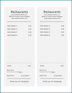 Restaurant Receipt Template Sample