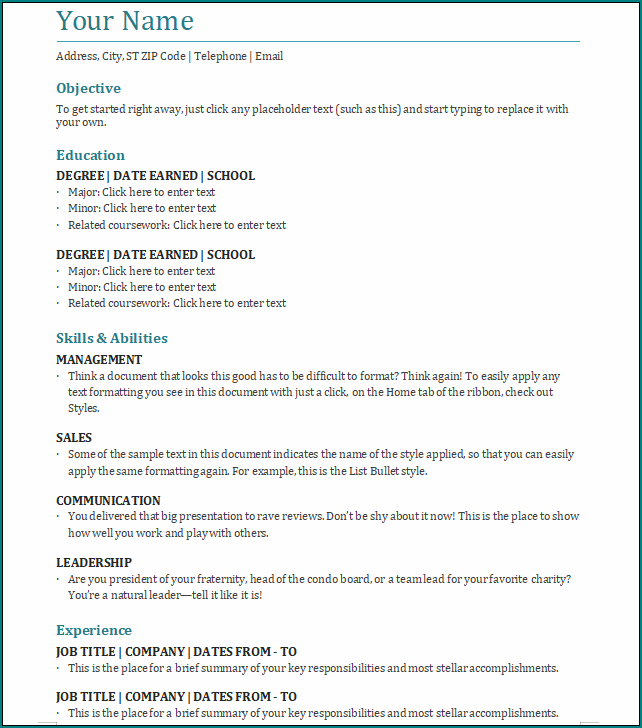 Resume Format Word
