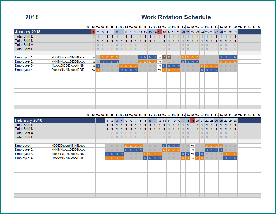 Rotating Shift Schedule Template Example