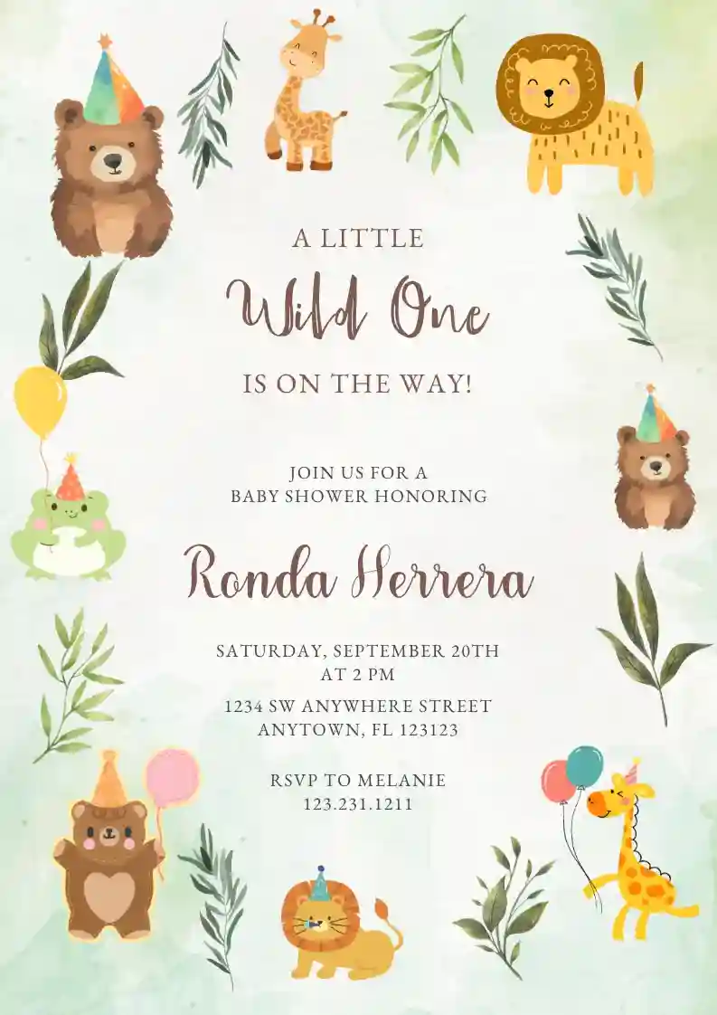 Safari Baby Shower Invitation Template Example Safari Baby Shower Invitation Template Example