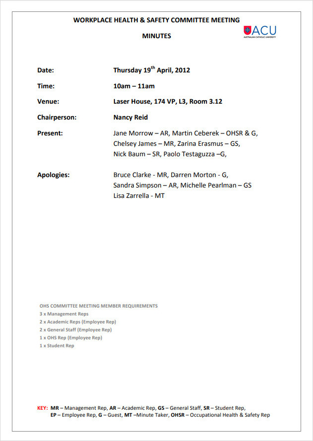 Safety Meeting Minutes Template Safety Meeting Minutes Template