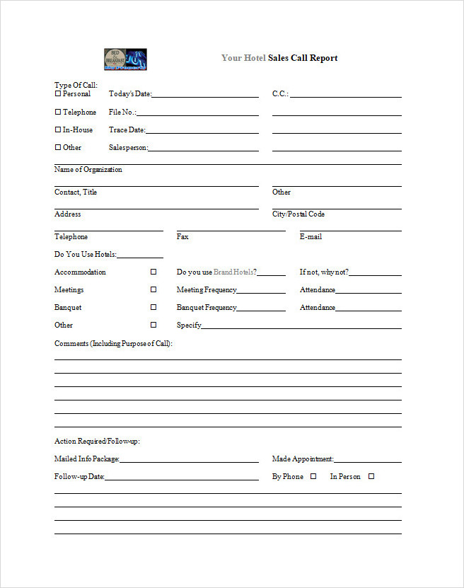 Sales Call Report Form Word Sales Call Report Form Word