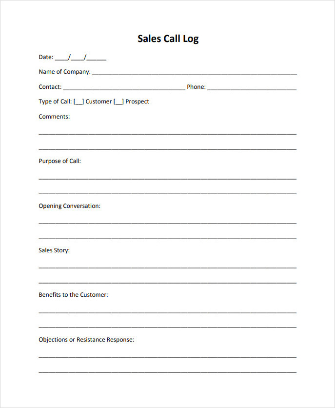 Sales Call Report Format Sales Call Report Format