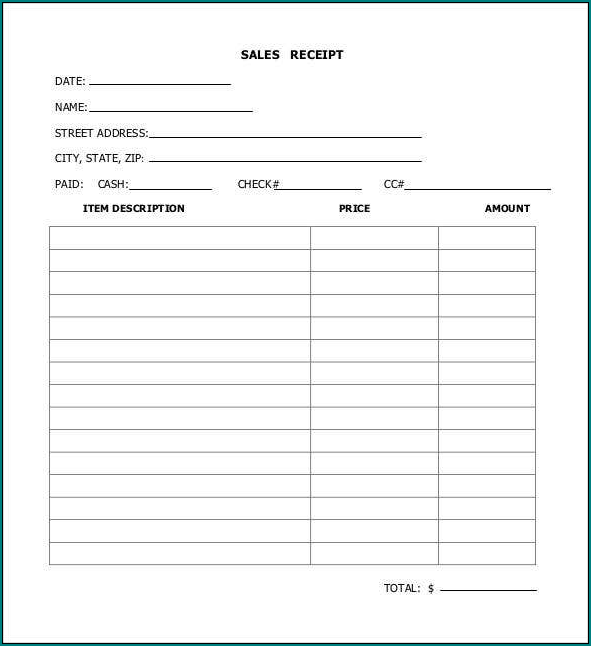 Sales Receipt Template Sample