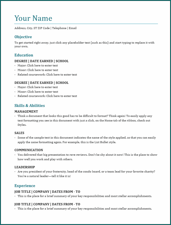 Sample Resume Format