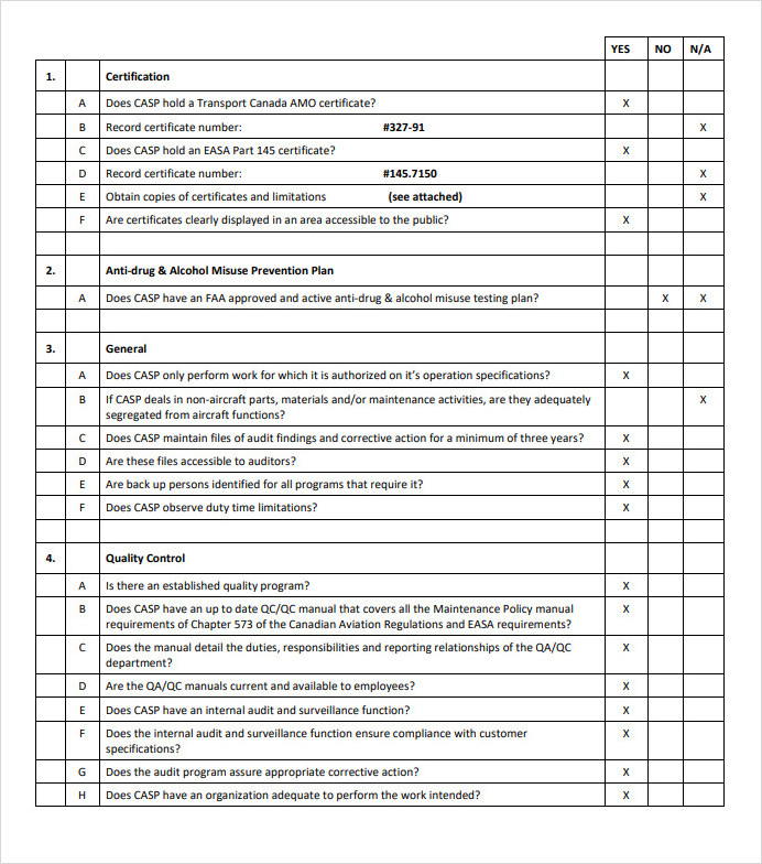 Sample Vendor Self Audit Checklist Template Sample Vendor Self Audit Checklist Template