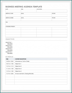 Sample of Agenda Template Word