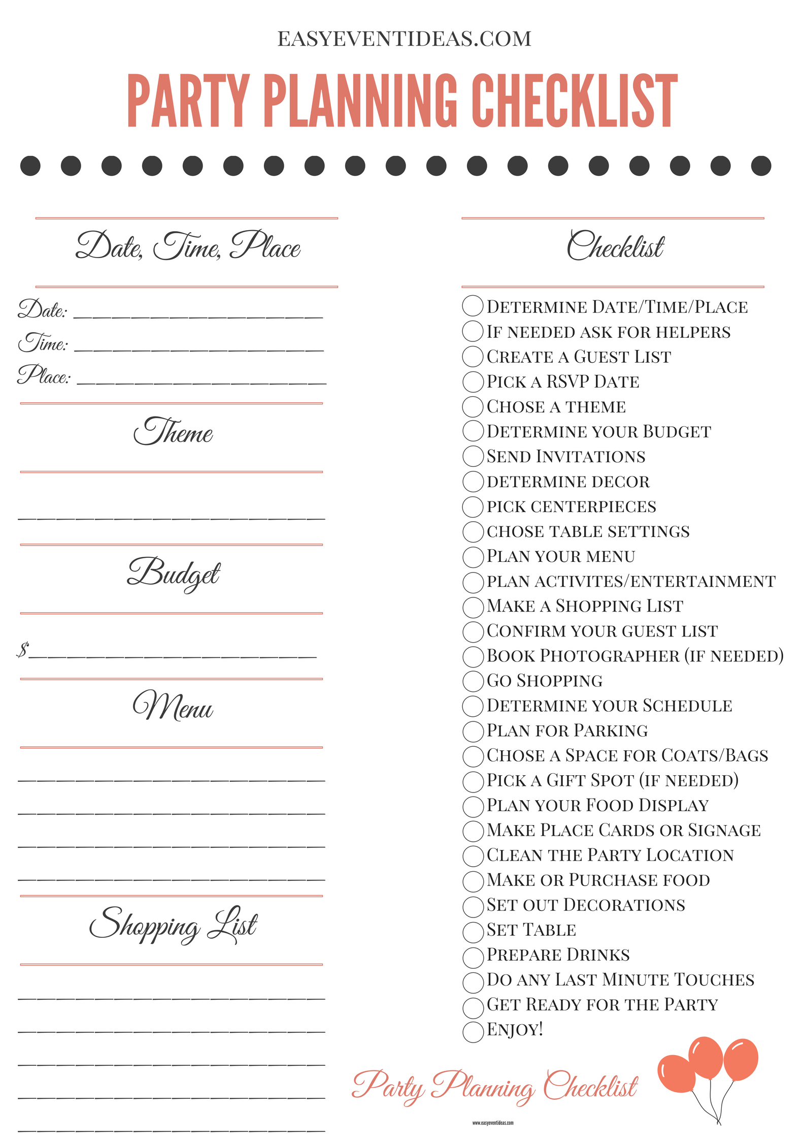 Sample of Bachelorette Party Planning Template Sample of Bachelorette Party Planning Template