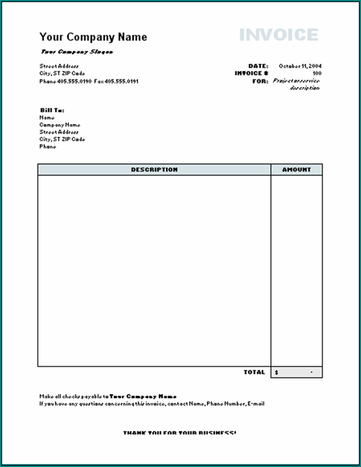 Sample of Basic Invoice Template