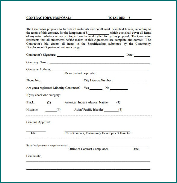 Sample of Bid Proposal Template