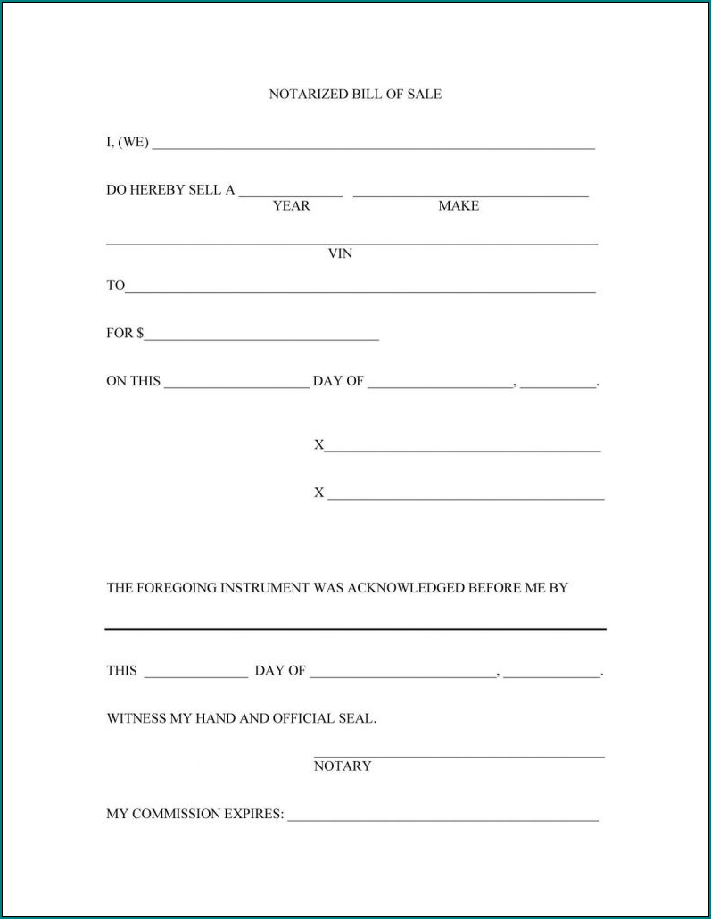 Sample of Bill Of Sale Template