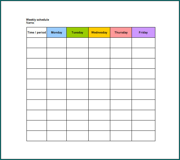 Sample of Blank Schedule Template