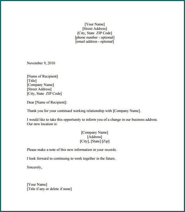 Sample of Business Letter Template