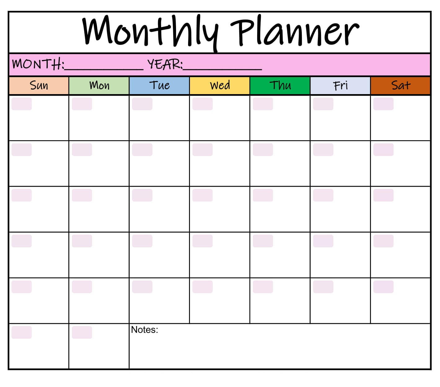 Sample of Calendar Planning Template Sample of Calendar Planning Template