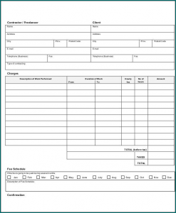 Sample of Carpenter Receipt Template