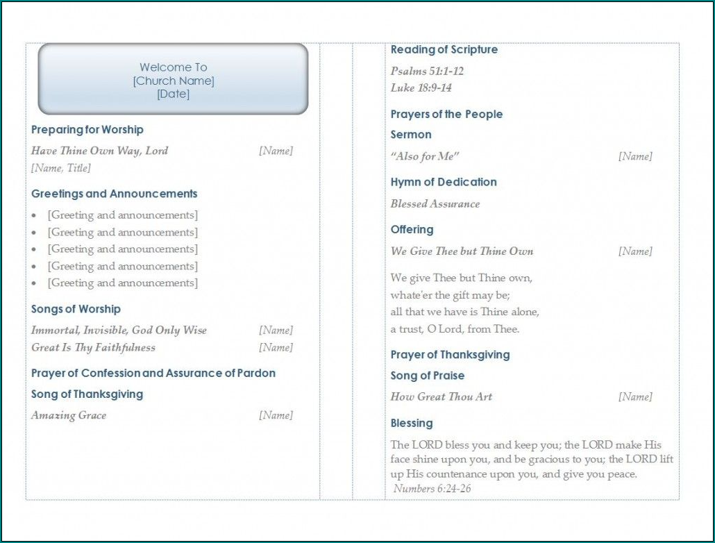 Sample of Church Program Template