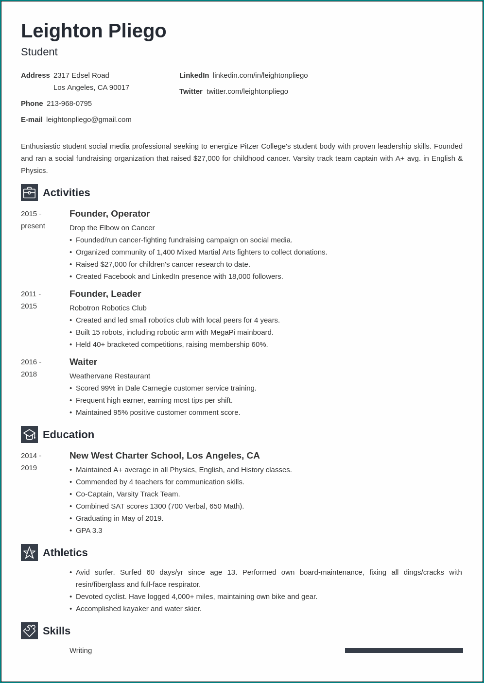 Sample of College Resume Template