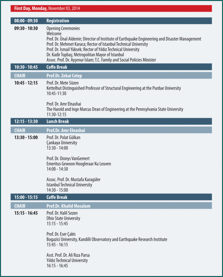 Sample of Conference Schedule Template