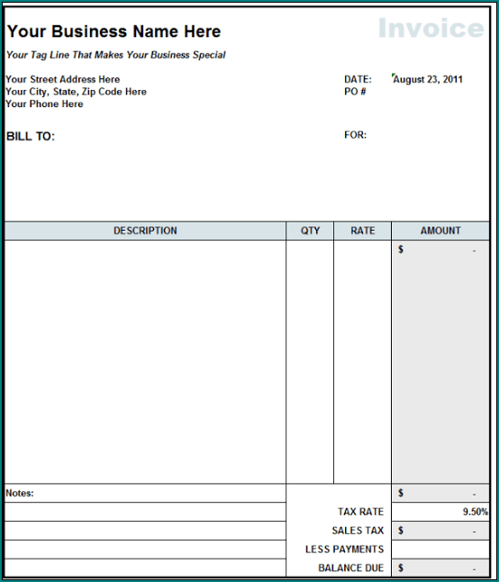 Sample of Consultant Service Invoice Template