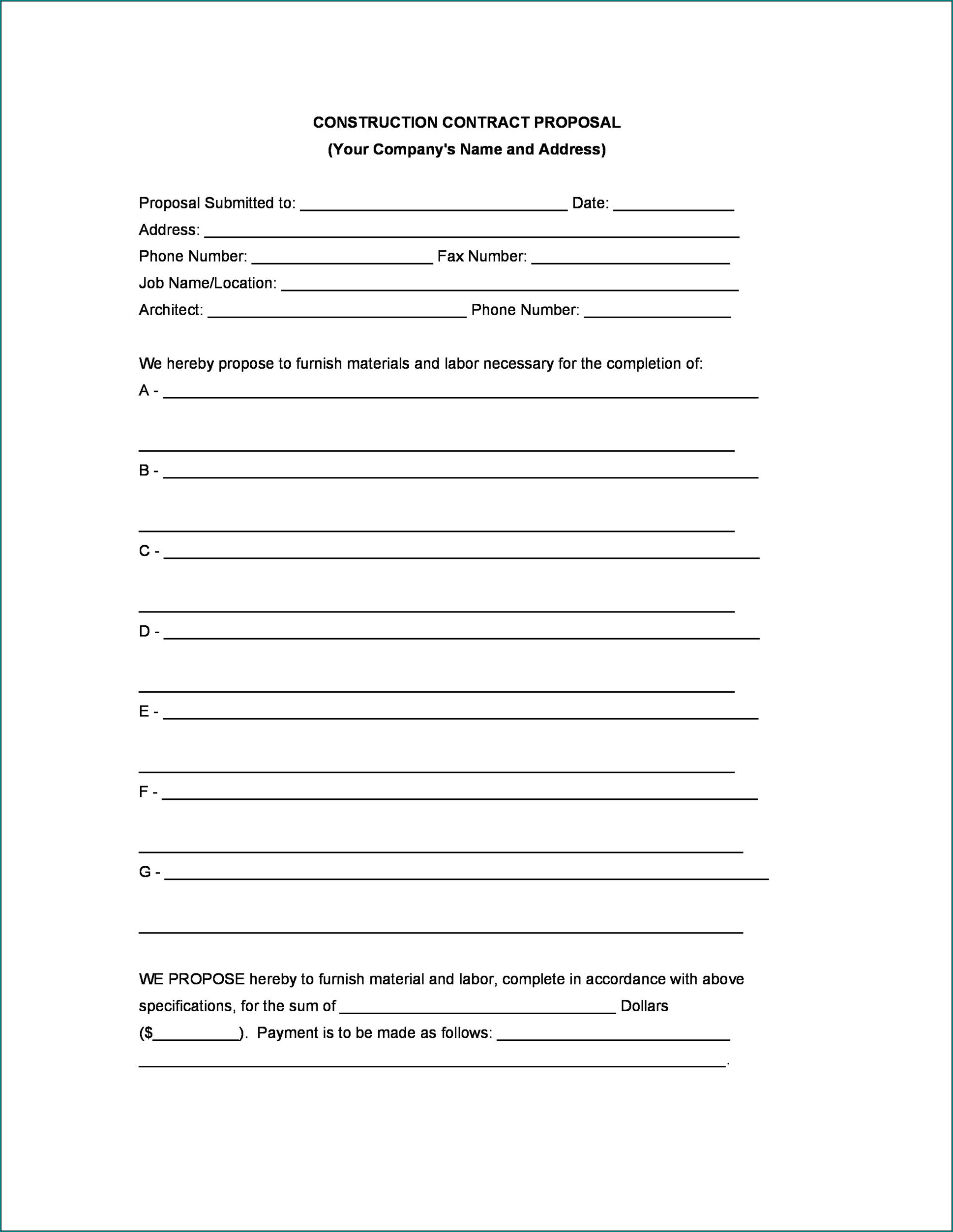 Sample of Contractor Bid Form