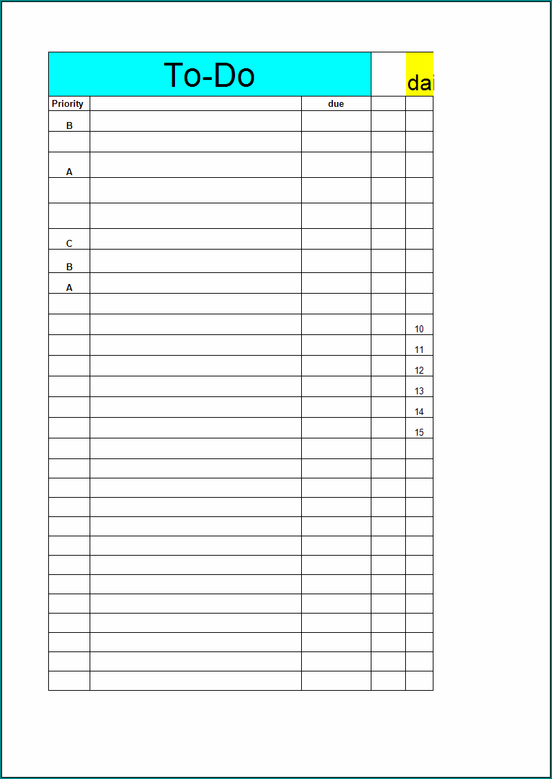 Sample of Daily Checklist Template