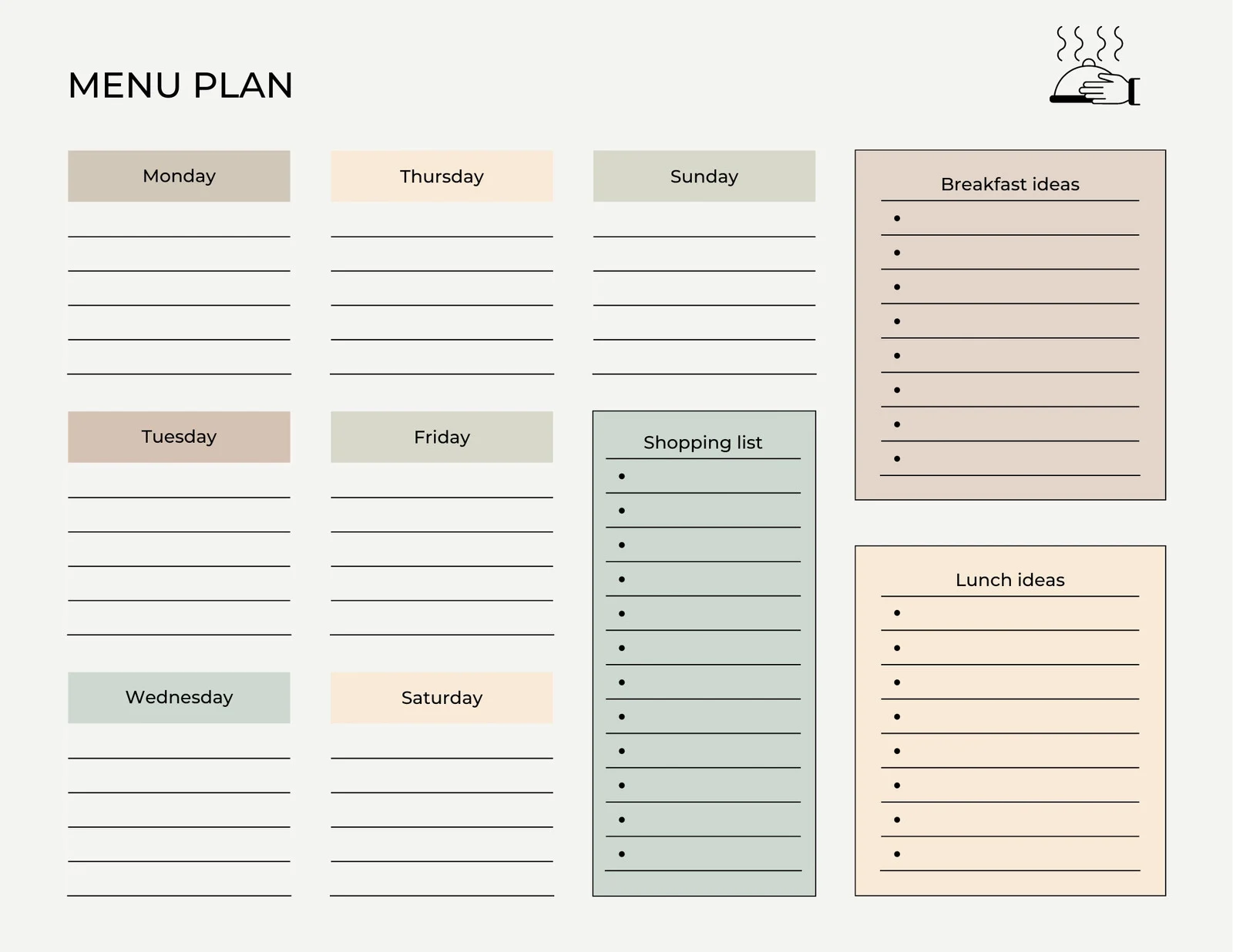 Sample of Daily Meal Planning Template Sample of Daily Meal Planning Template