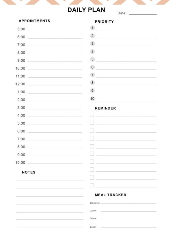 Sample of Day-to-day Planner Template Sample of Day-to-day Planner Template
