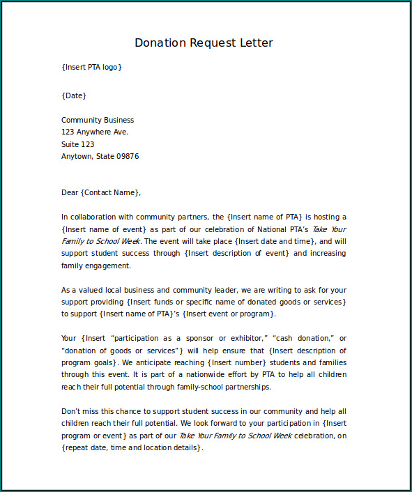 Sample of Donation Letter Template