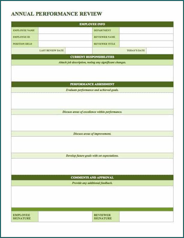 Sample of Employee Evaluation Form