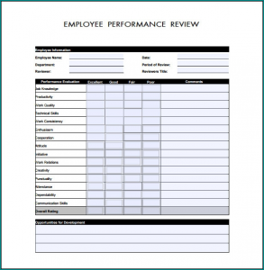 Sample of Employee Review Template