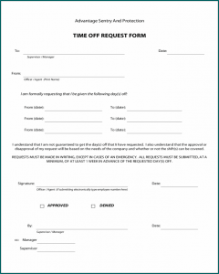 Sample of Employee Time Off Request Form