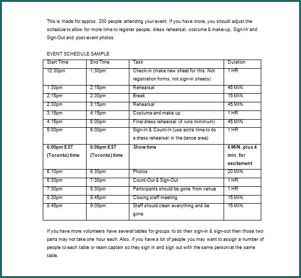 Sample of Event Program Template Word