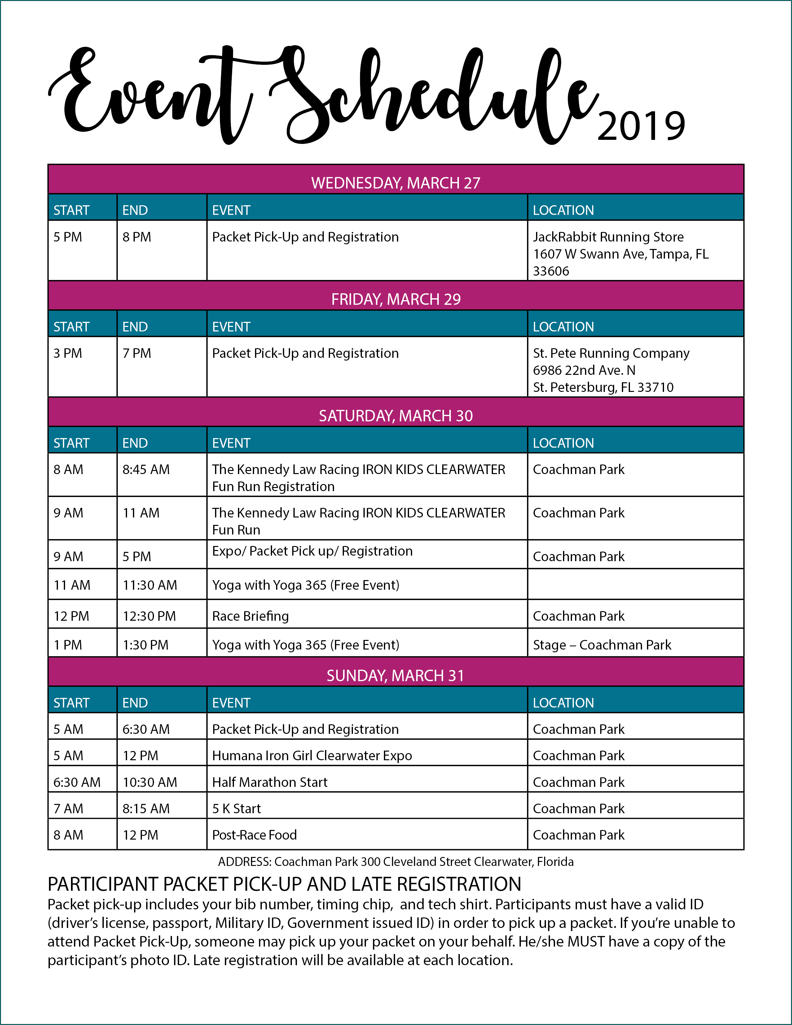 Sample of Event Schedule Template
