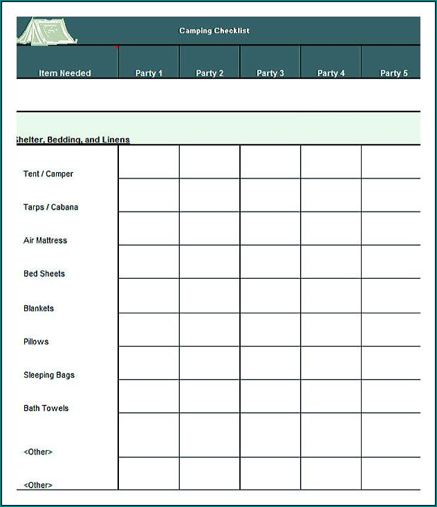 Sample of Excel Checklist Template