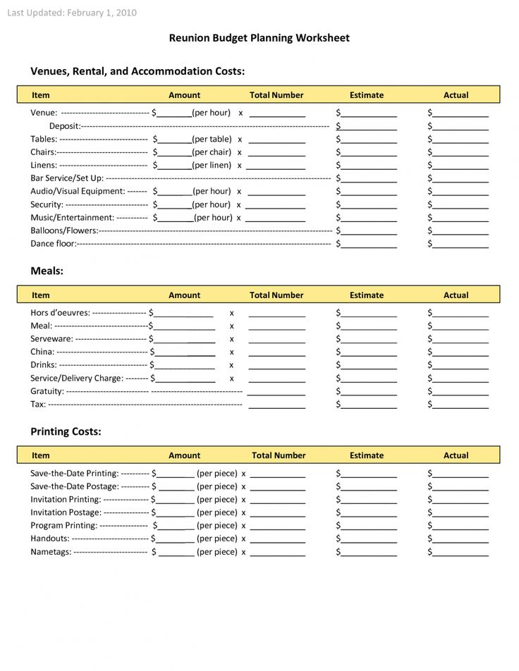 Sample of Family Reunion Planning Template Sample of Family Reunion Planning Template