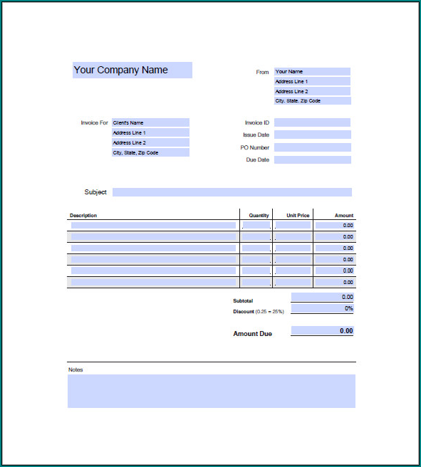 Sample of Generic Invoice Template