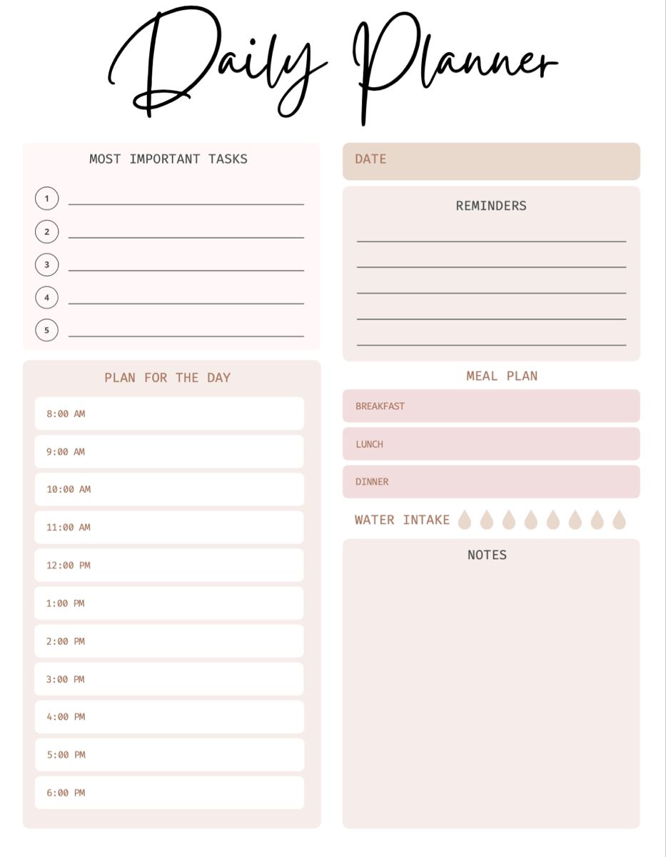 Sample of Girly Cute Homework Planner Template Sample of Girly Cute Homework Planner Template