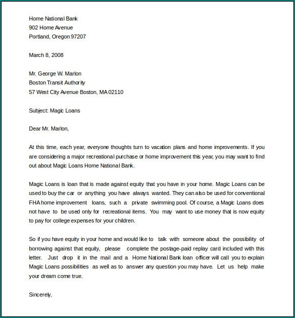 Sample of Letter Form