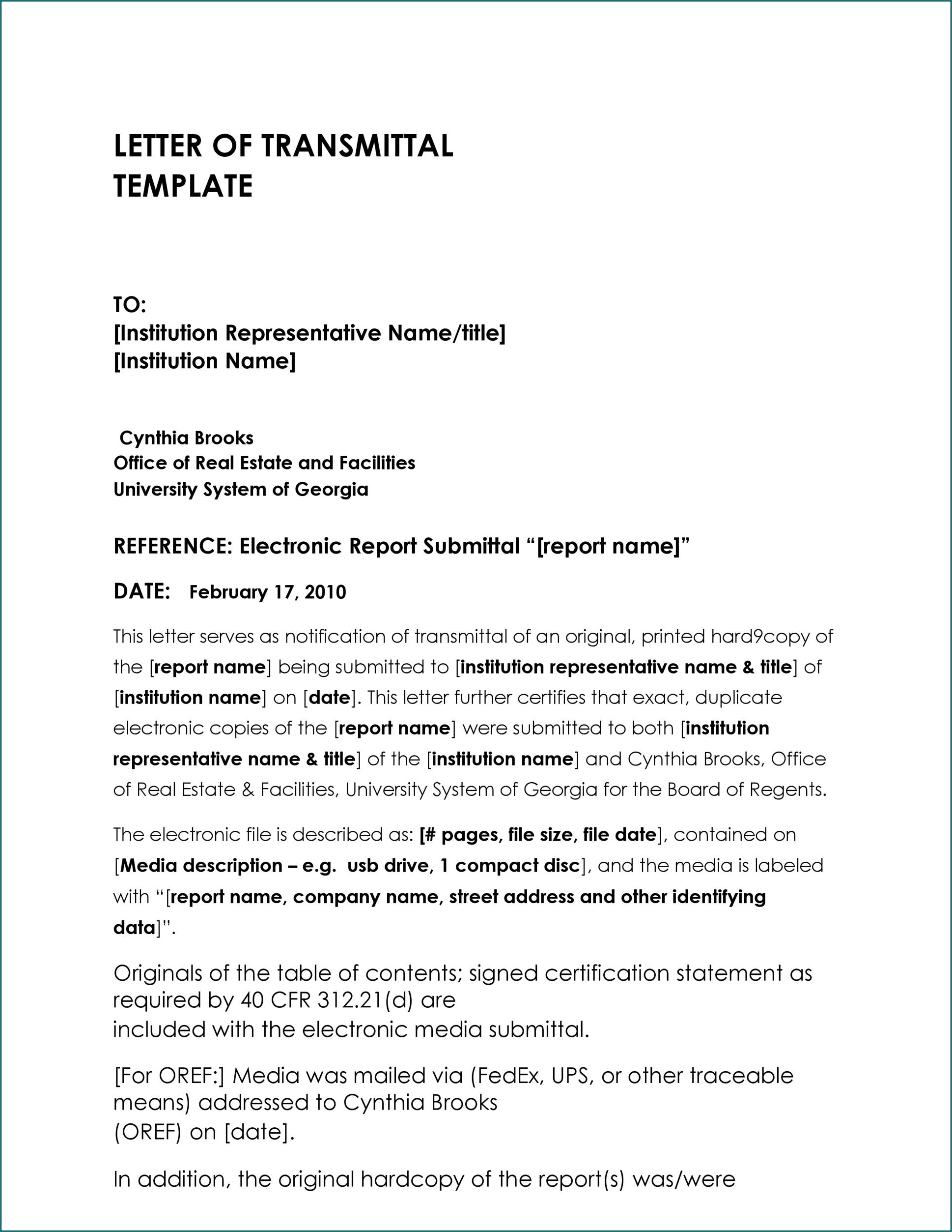 Sample of Letter Of Transmittal