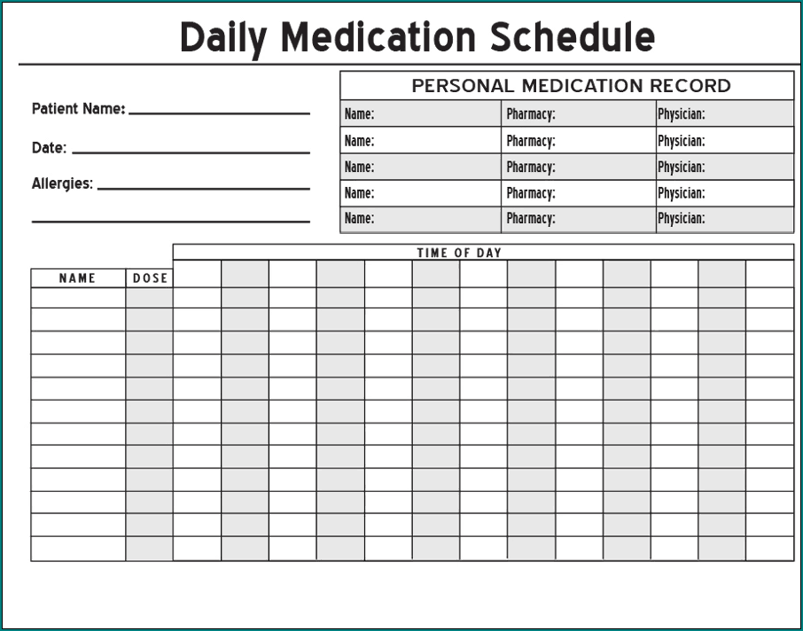 Sample of Medication Schedule Template