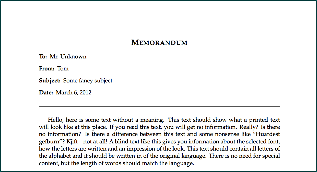 Sample of Memorandum Writing