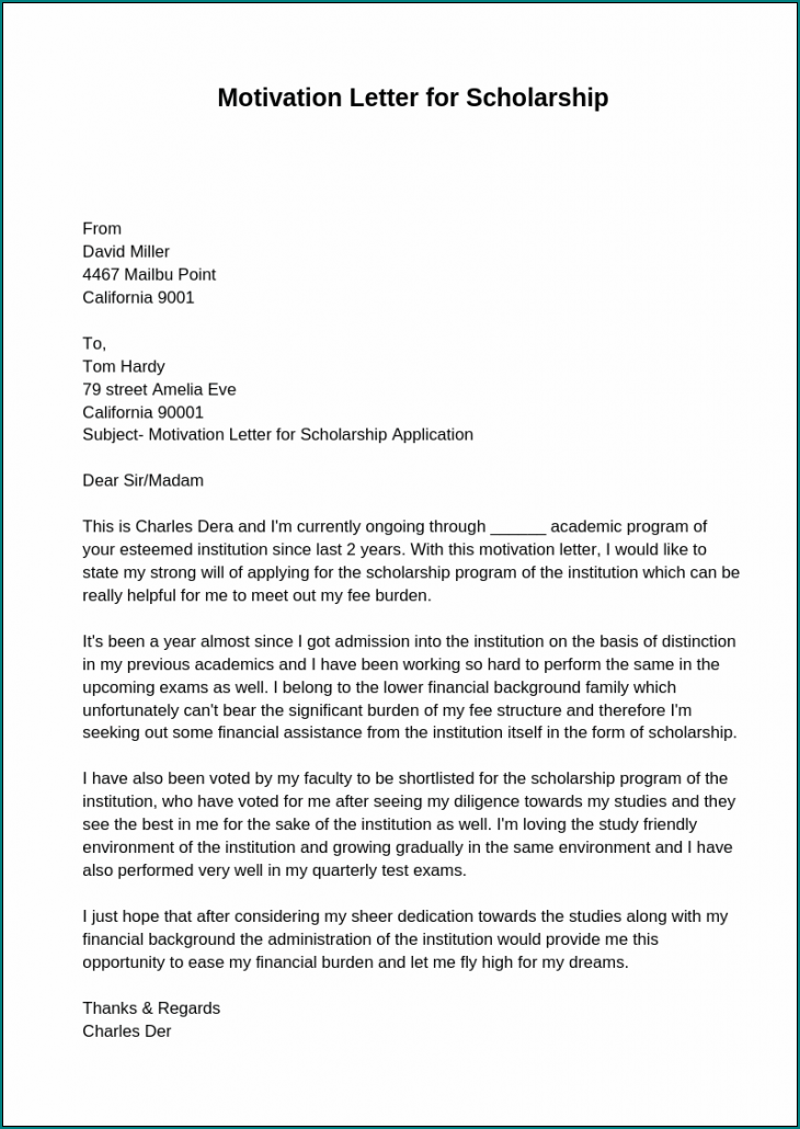 Sample of Motivation Letter