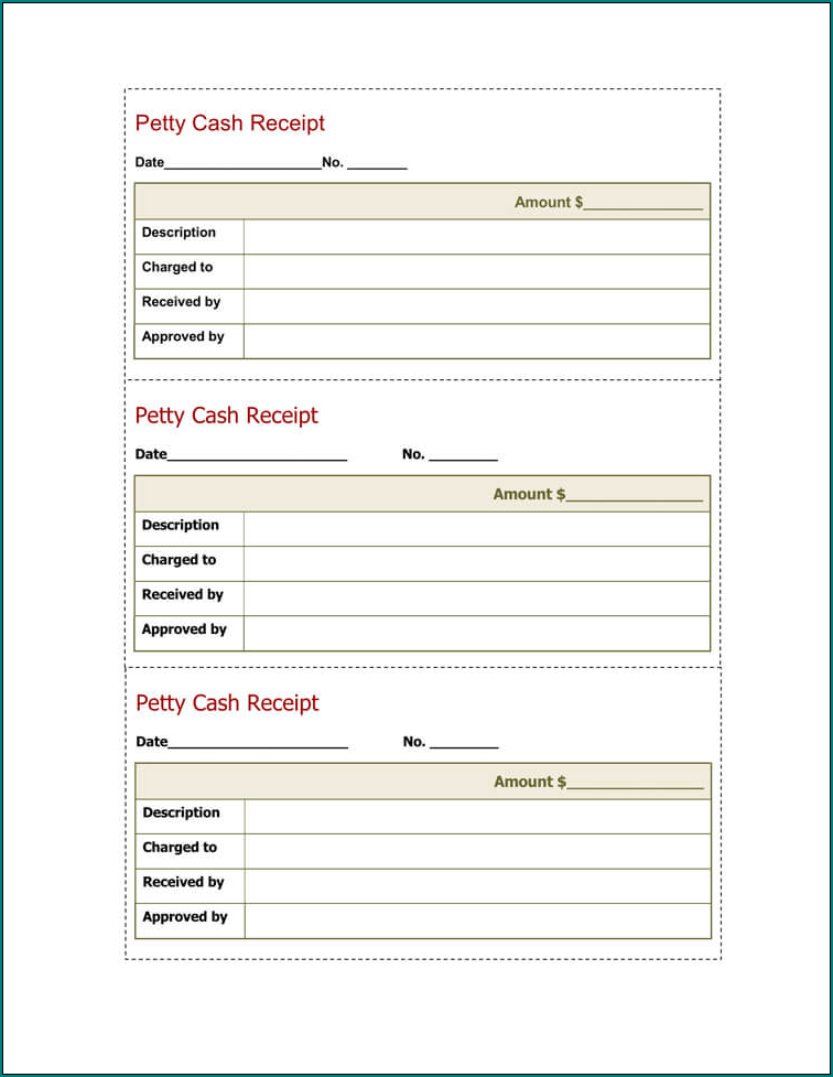 Sample of Petty Cash Receipt Template