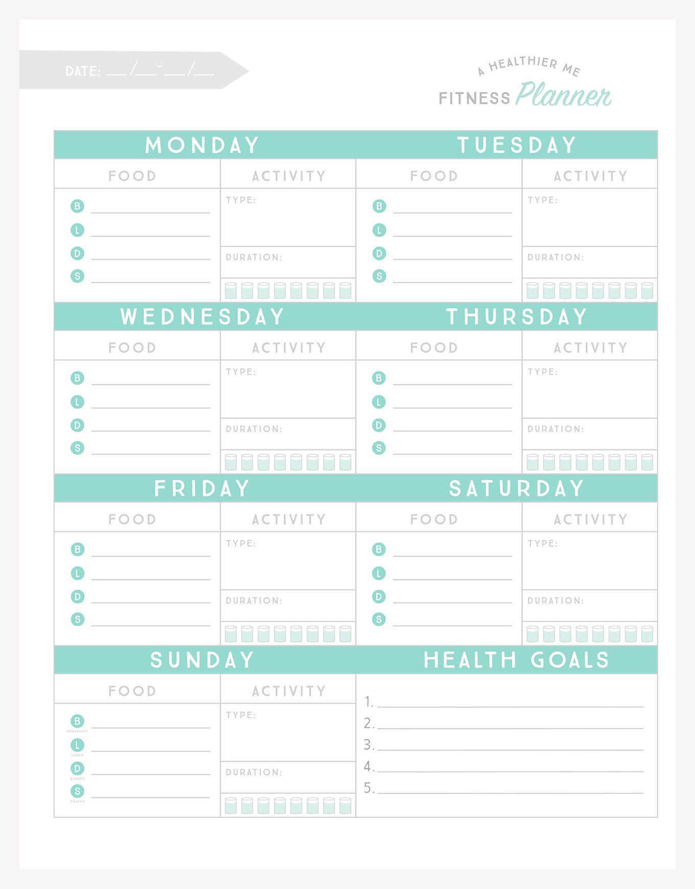 Sample of Printable Fitness Planner Template Sample of Printable Fitness Planner Template