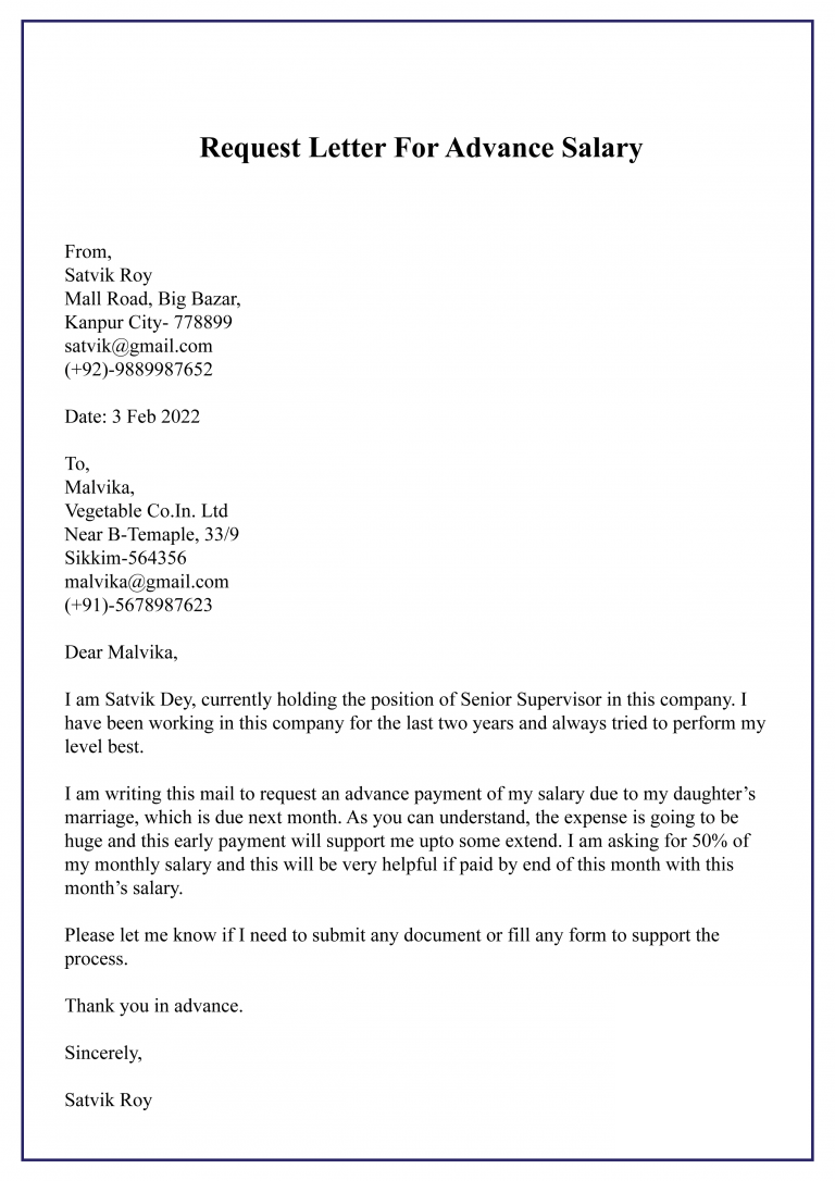 Sample of Printable Salary Request Letter Template Sample of Printable Salary Request Letter Template