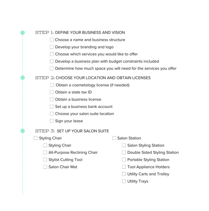Sample of Printable Salon Startup Checklist Template