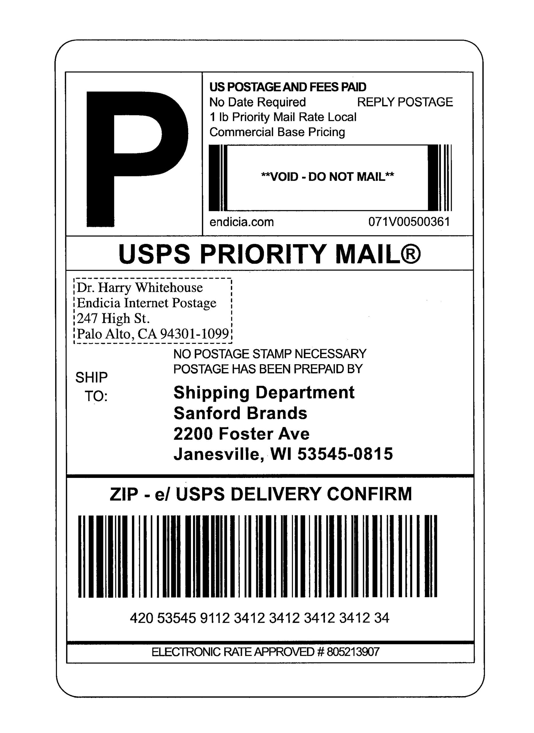Sample of Printable Shipping Label Template Sample of Printable Shipping Label Template