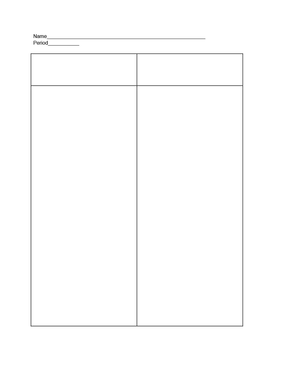 Sample of Printable T Chart Template Sample of Printable T Chart Template