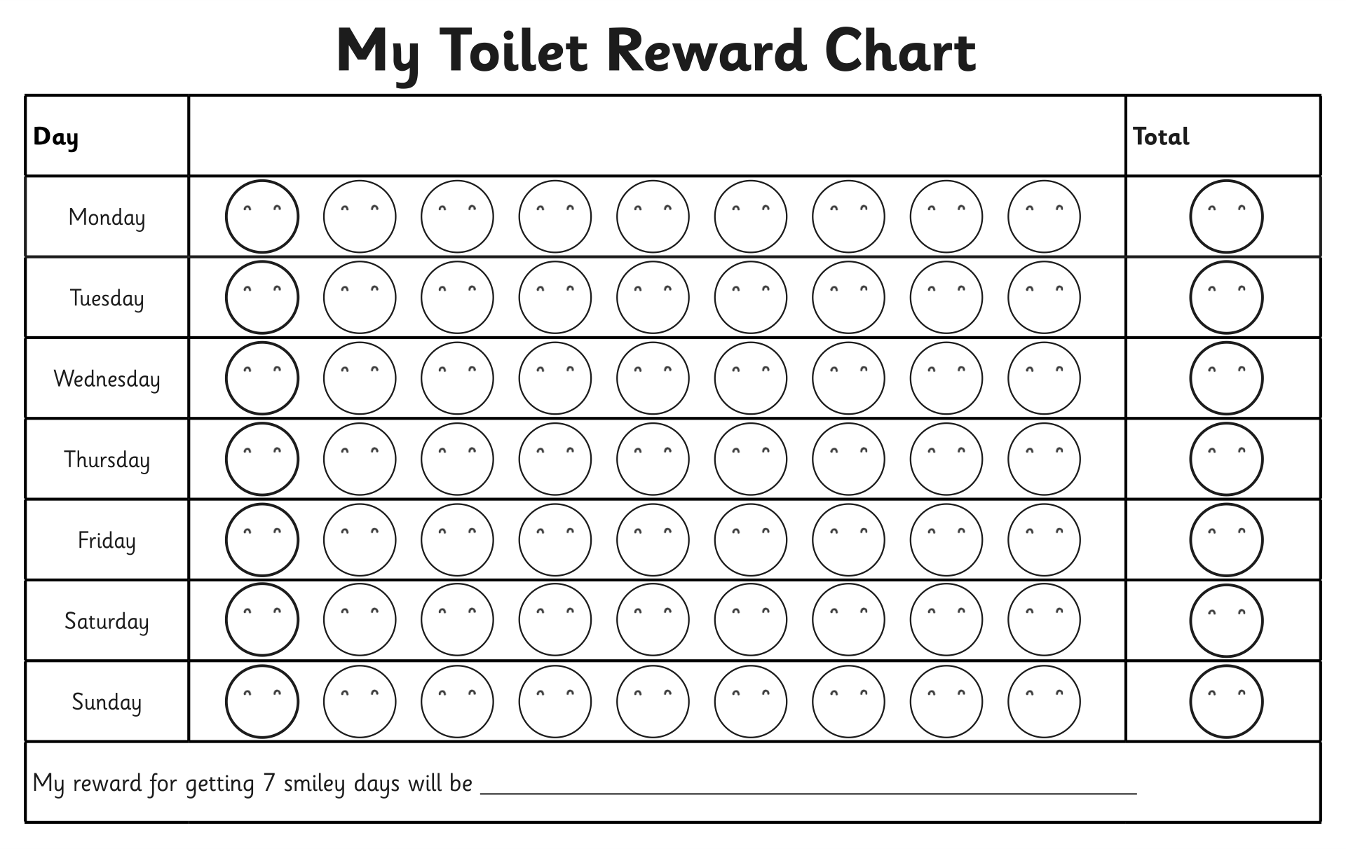 Sample of Printable Toilet Chart Template Sample of Printable Toilet Chart Template